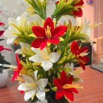 Plastic Artificial Wild Lily Flowers Plants | Faux Flower Plant For Home Office Decor | Tabletop And Desk Decoration | A